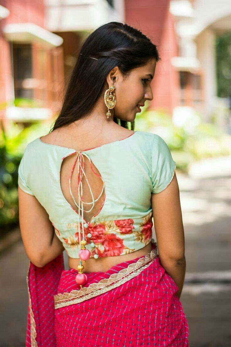 35 Traditional blouse back neck designs for silk sarees Bling